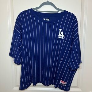 New Era Blue and White Dodgers Cropped Jersey